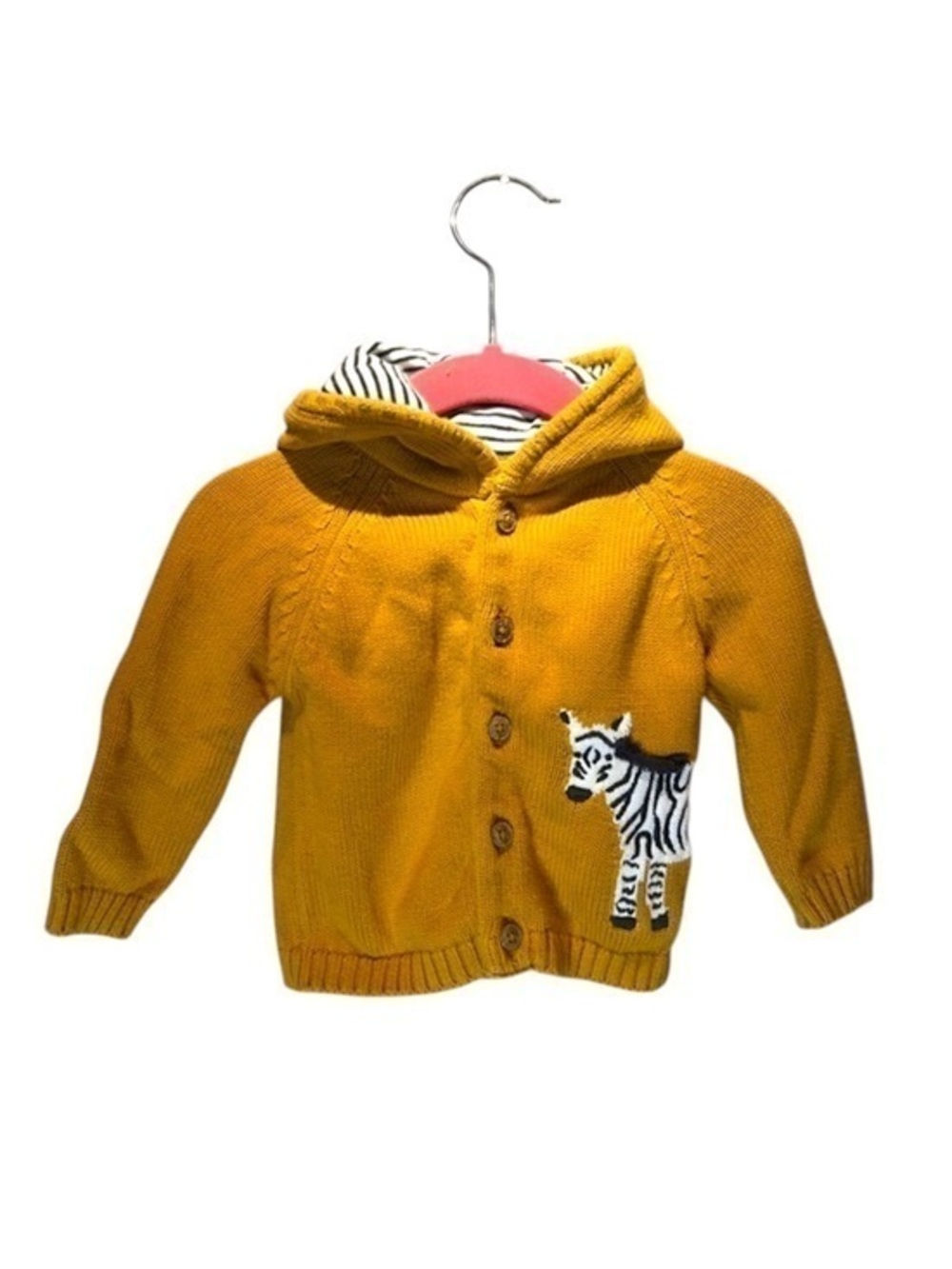 John Lewis Baby Boys Girls Zebra Hooded Cardigan Sweater Size 3-6 Months
